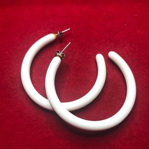 2" white retro hoop earrings
